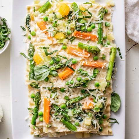 Spring Veggie Alfredo Lasagna