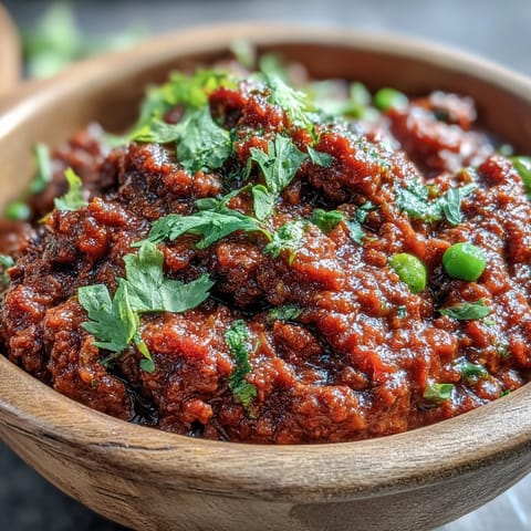 Steaming bowl of Venison Keema Curry, garnished with fresh cilantro and served alongside fluffy basmati rice.