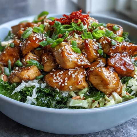 Chicken Egg Roll Bowls feature tender browned chicken tossed with cabbage, carrots, and onions in a savory soy-sesame glaze.