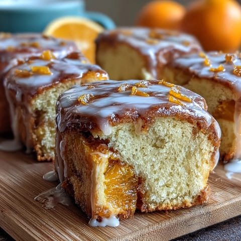 Fluffy orange rolls with fresh zest, drizzled in citrus glaze, ready for a cozy breakfast.