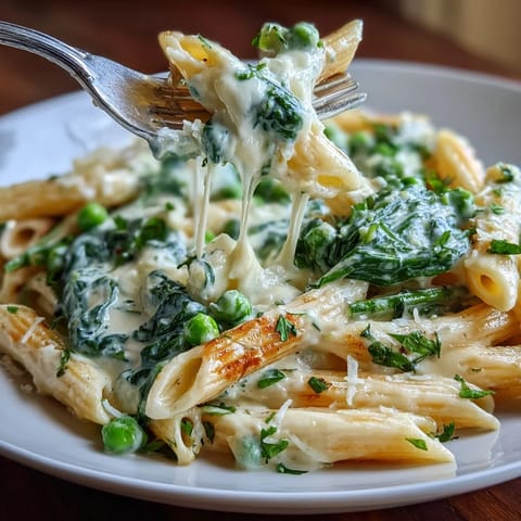Creamy One-Pot Lemon Ricotta Pasta with Peas and Spinach, a bright vegetarian dinner with fresh lemon zest and Parmesan.