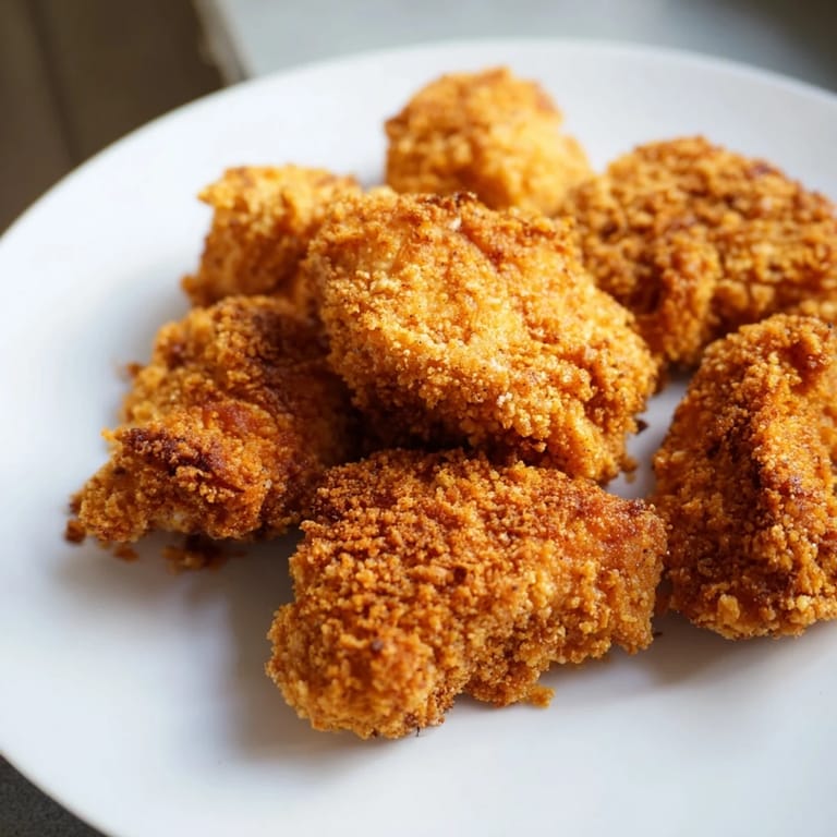 A plate of homemade chicken nuggets, a classic American meal, ready to be enjoyed with family.