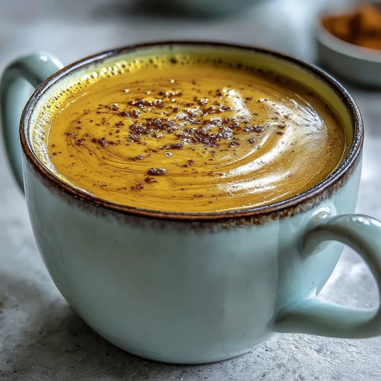 Brightly lit Turmeric and Ginger Golden Milk with a swirl of coconut cream, served on a cozy wooden table.