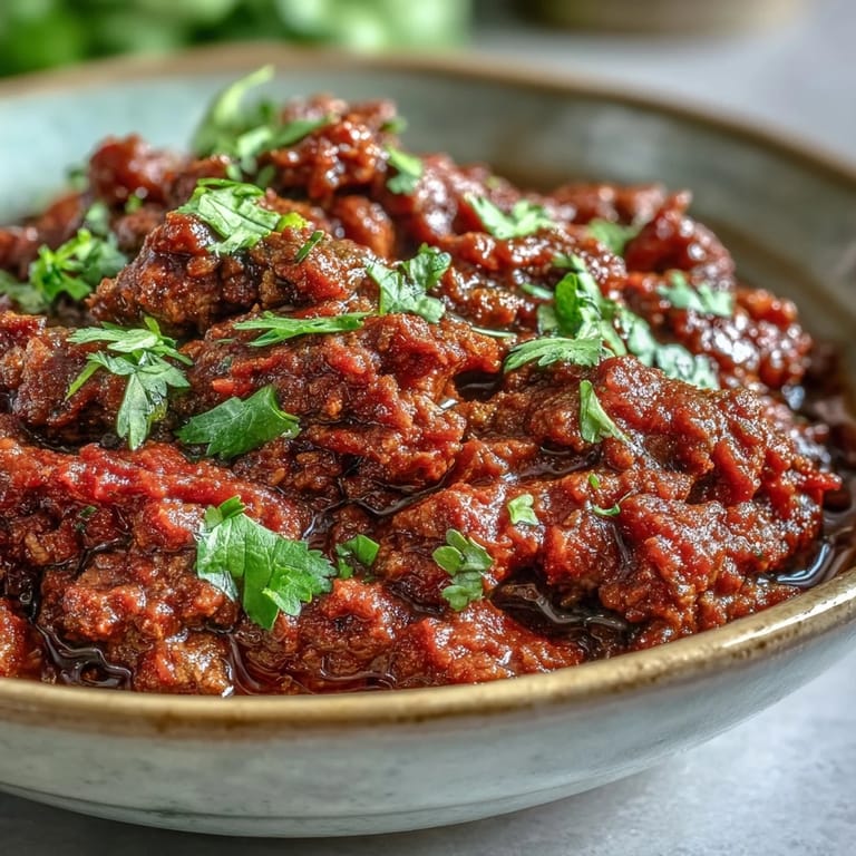 Close-up of Venison Keema Curry, highlighting tender meat, green peas, and a warm, spiced oil sheen.