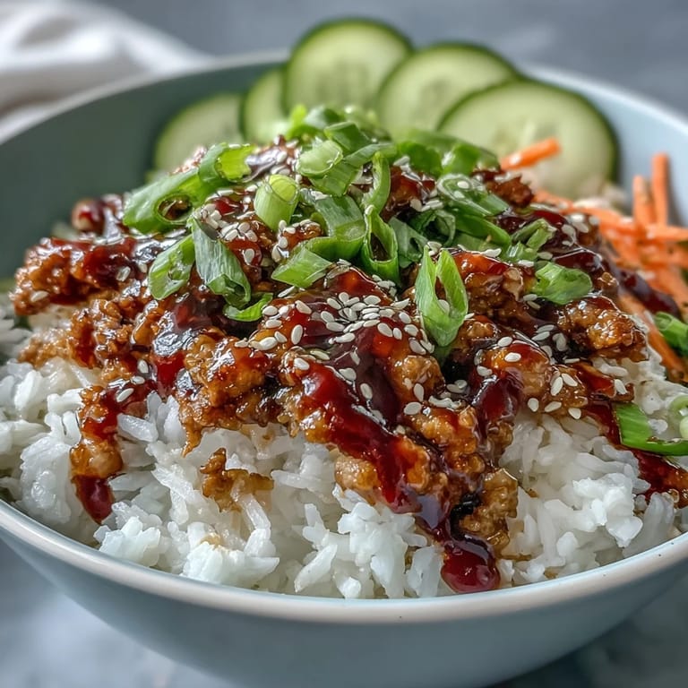 Vibrant carrots, cucumbers, and red cabbage add crunch to Bang Bang Ground Turkey Rice Bowls beside a lime wedge for serving.