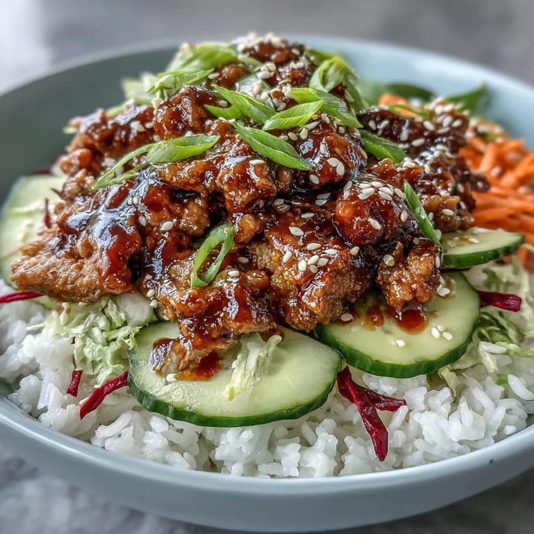 Sizzling ground turkey coated in creamy bang bang sauce crowns fluffy rice in these colorful bowls, sprinkled with sesame seeds and scallions.
