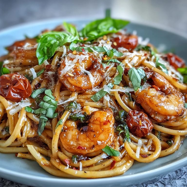 Delicious Italian Drunken Noodles dinner, garnished with fresh herbs and lemon wedges, ready to be enjoyed with a glass of red wine.