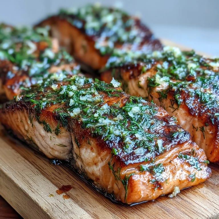 Grilled Cedar Plank Salmon with Garlic Dill, a tender, herb-infused seafood dish with smoky aroma, perfect for summer cookouts.