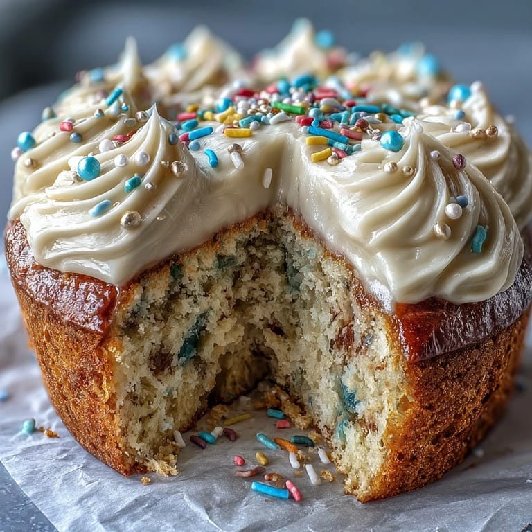 Luxurious champagne buttercream crowns a colorful confetti cake, perfect for celebrating graduation with a touch of sparkle.