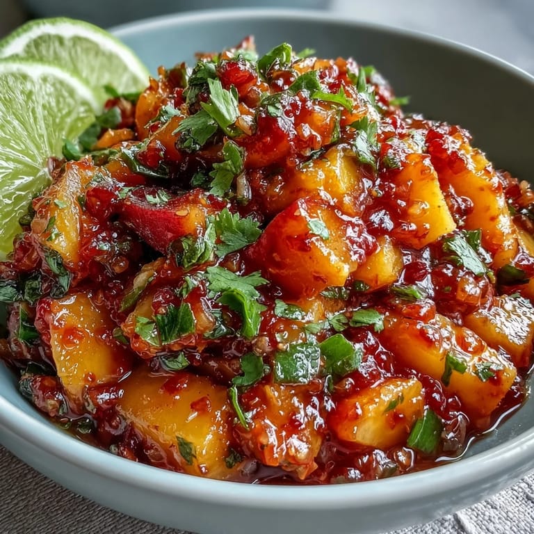 Vibrant peach jalapeño salsa bursts with color atop grilled fish.