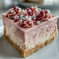 Thick slices of Candy Hearts Fake Cake show pastel candy hearts and sprinkles on creamy whipped frosting.