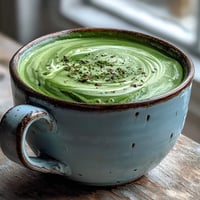 Vibrant matcha oat milk latte looks naturally green, perfect for a healthy energizing treat.